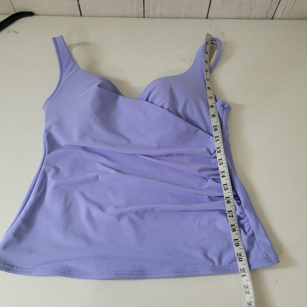 Miraclesuit Size 14 Tankini Top Women Lavender Ruched Wrap Underwire Swimwear - Picture 3 of 8